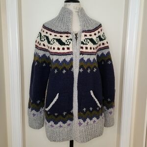 Vintage zipup alpaca sweater jacket